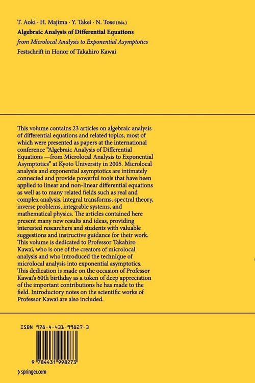 Produktbild: Algebraic Analysis of Differential Equations