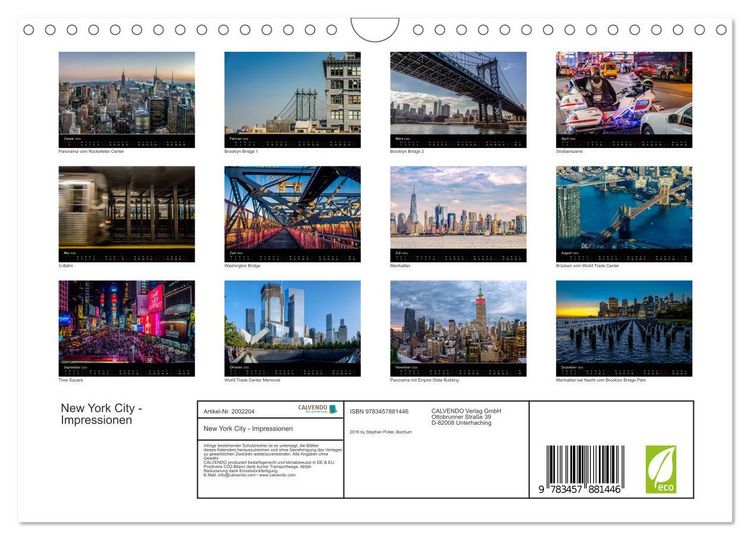 Produktbild: New York City - Impressionen (Wandkalender 2026 DIN A4 quer), CALVENDO Monatskalender