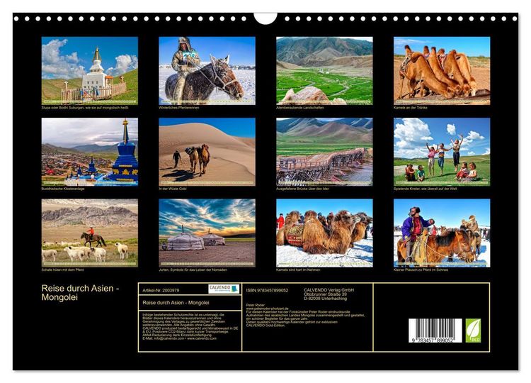 Produktbild: Reise durch Asien - Mongolei (Wandkalender 2026 DIN A3 quer), CALVENDO Monatskalender