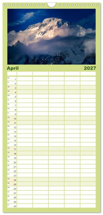 Produktbild: Familienplaner 2027 - Berge des Karakorum mit 5 Spalten (Wandkalender, 21 x 45 cm) CALVENDO
