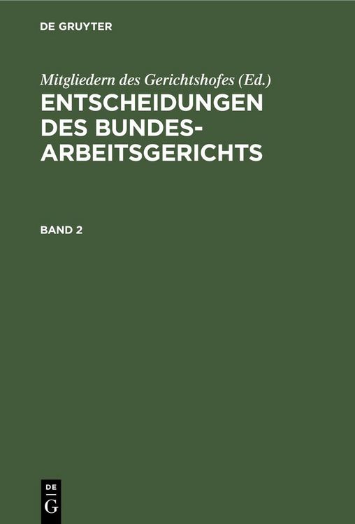 Produktbild: Entscheidungen des Bundesarbeitsgerichts. Band 2