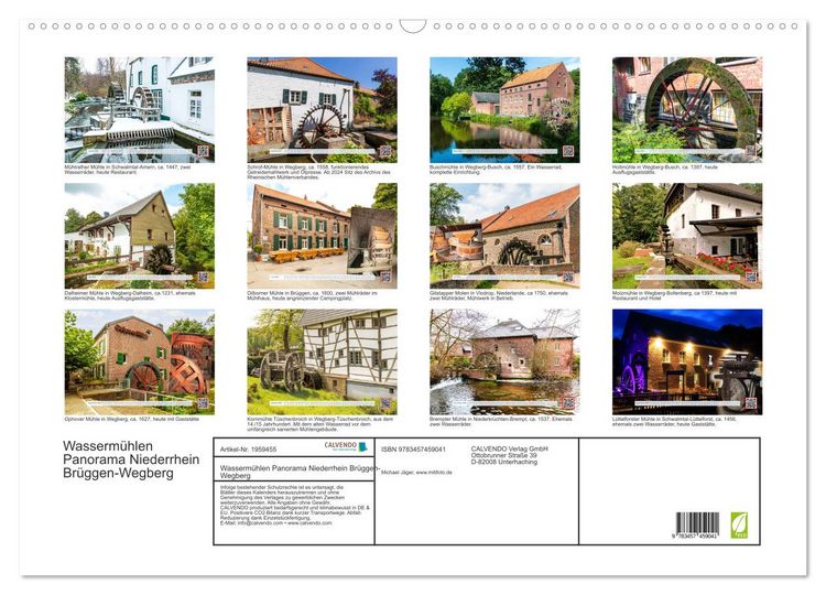 Produktbild: Wasserm&uuml;hlen Panorama Niederrhein Br&uuml;ggen-Wegberg (Wandkalender 2026 DIN A2 quer), CALVENDO Monatskalender