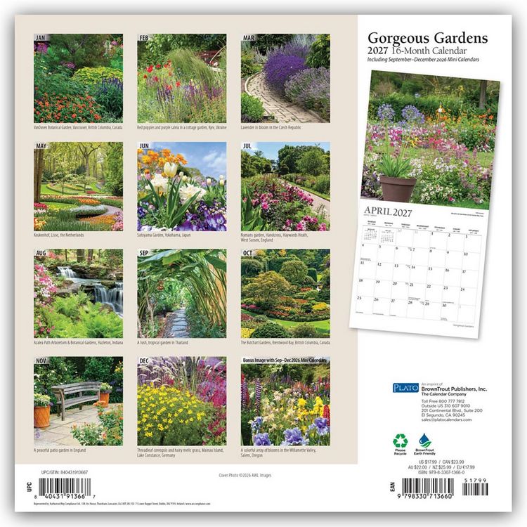 Produktbild: Gorgeous Gardens &ndash; Wundersch&ouml;ne G&auml;rten 2027 &ndash; 16-Monatskalender