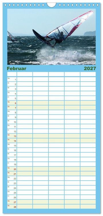 Produktbild: Familienplaner 2027 - Funsport Windsurfen mit 5 Spalten (Wandkalender, 21 x 45 cm) CALVENDO