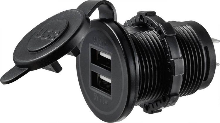 Produktbild: USB-Ladestecker mit 2 USB A-Anschl&uuml;ssen Buchse, Einbau TC-9070412 TRU COMPONENTS Inhalt: 1 St.