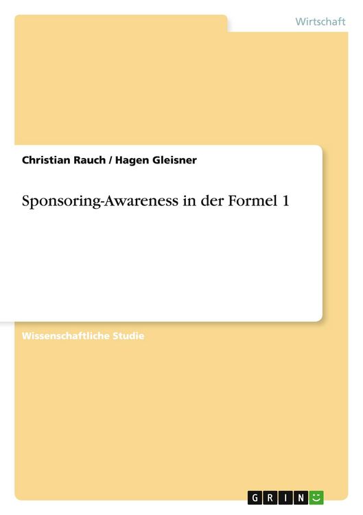 Produktbild: Sponsoring-Awareness in der Formel 1