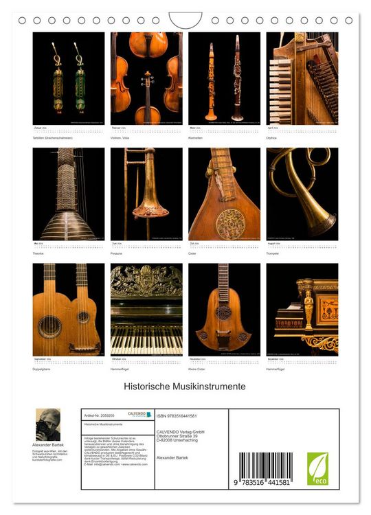 Produktbild: Historische Musikinstrumente (Wandkalender 2026 DIN A4 hoch), CALVENDO Monatskalender