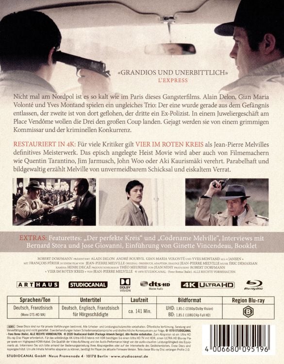 Produktbild: Vier im roten Kreis - Special Edition / 4K Ultra HD (+ Blu-ray) (+ Bonus Blu-ray)