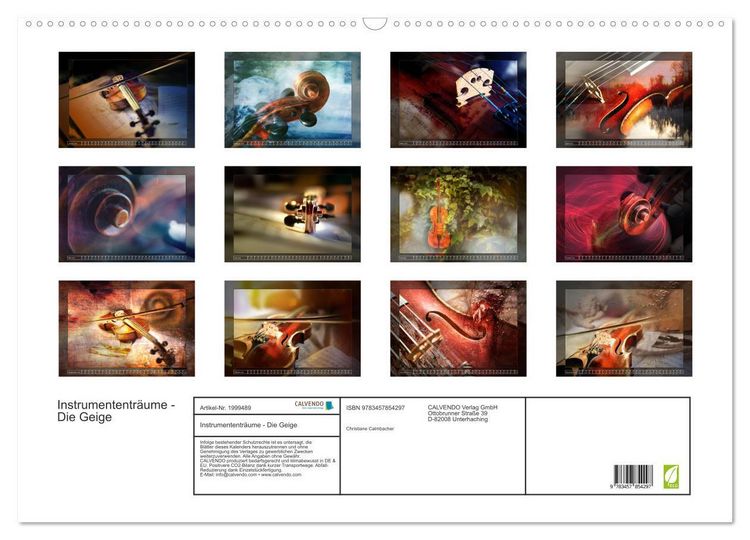 Produktbild: Instrumententr&auml;ume - Die Geige (Wandkalender 2026 DIN A2 quer), CALVENDO Monatskalender