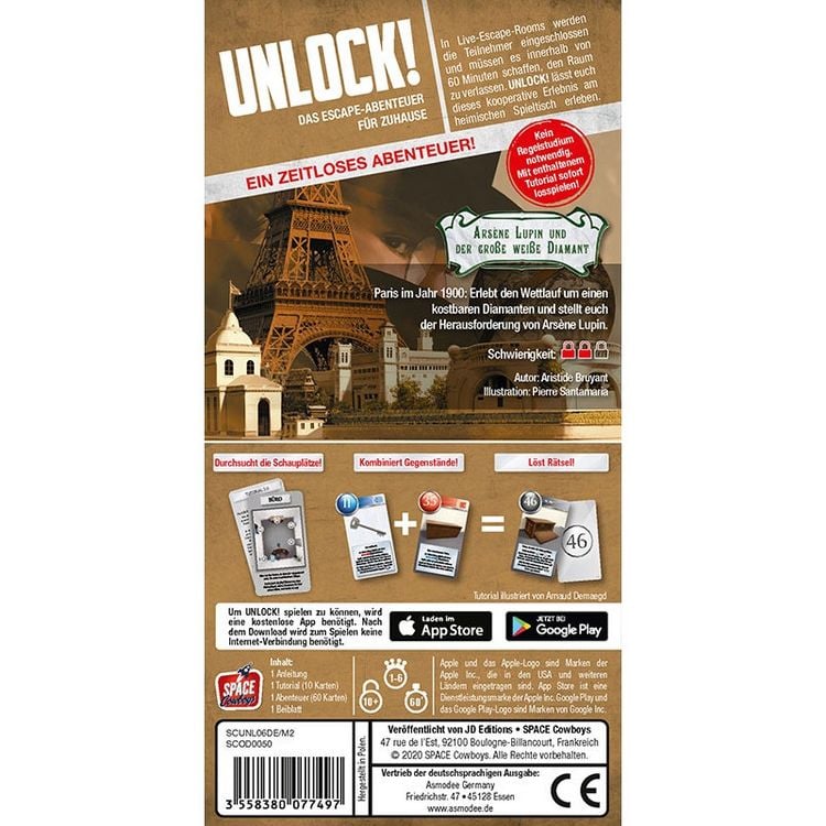 Produktbild: Unlock! - Arsene Lupin und der gro&szlig;e wei&szlig;e Diamant (Einzelsz.) Box6B (Spiel)