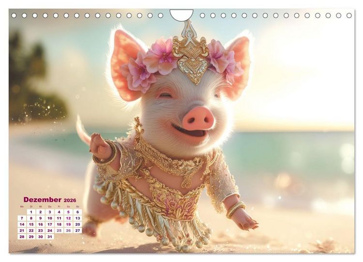 Produktbild: Vom Gl&uuml;ck, ein Schweinchen zu sein (Wandkalender 2026 DIN A4 quer), CALVENDO Monatskalender