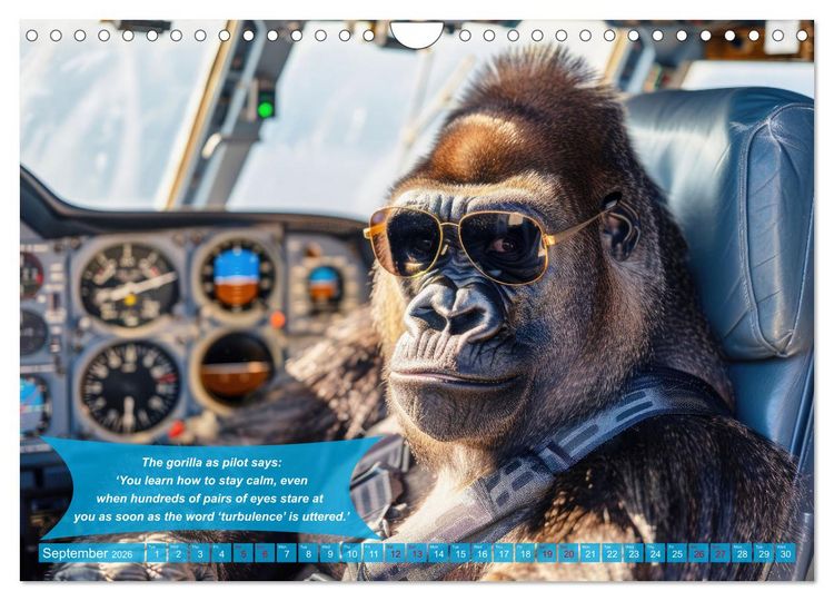 Produktbild: Funny charming animals as pilots (Wall Calendar 2026 DIN A4 landscape), CALVENDO 12 Month Wall Calendar