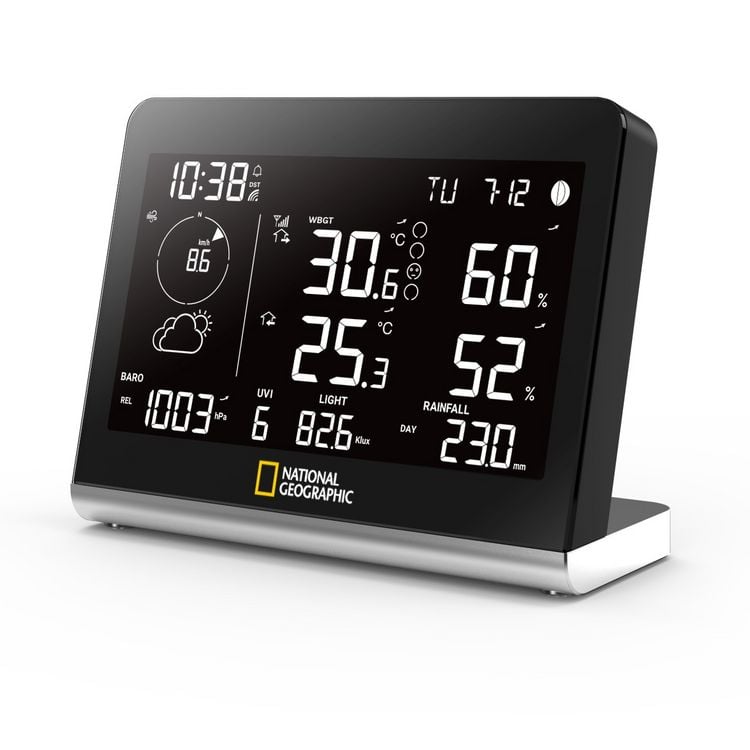 Produktbild: Bresser 14728 - NATIONAL GEOGRAPHIC Funkwetterstation SC mit 8-in-1-Au&szlig;ensensor und Farbwechsel