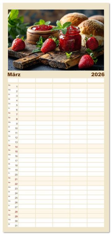 Produktbild: Familienplaner 2026 - Ein Jahr im Paradies der Konfit&uuml;ren mit 5 Spalten (Wandkalender, 21 x 45 cm) CALVENDO