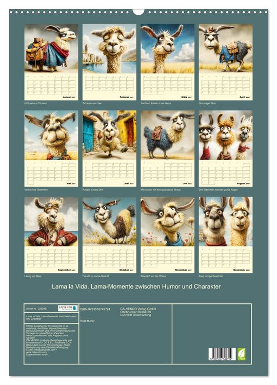 Produktbild: Lama la Vida. Lama-Momente zwischen Humor und Charakter (Wandkalender 2027 DIN A2 hoch), CALVENDO Monatskalender