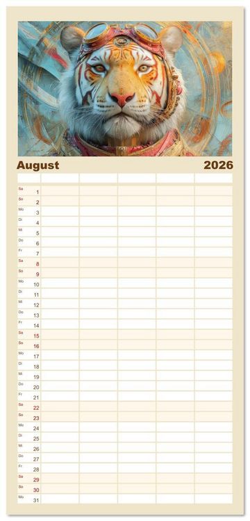 Produktbild: Familienplaner 2026 - Dieselpunk - Portraits von Menschen und Tieren mit 5 Spalten (Wandkalender, 21 x 45 cm) CALVENDO