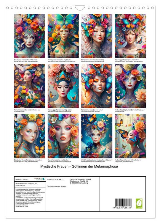Produktbild: Mystische Frauen - G&ouml;ttinnen der Metamorphose (Wandkalender 2026 DIN A3 hoch), CALVENDO Monatskalender