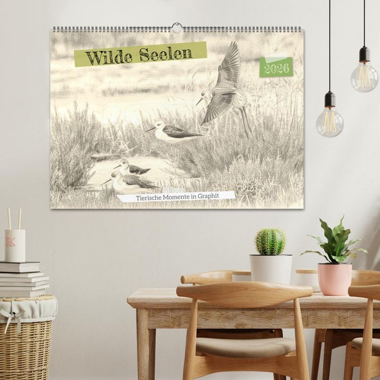 Produktbild: Wilde Seelen - Tierische Momente in Graphit (Wandkalender 2026 DIN A2 quer), CALVENDO Monatskalender
