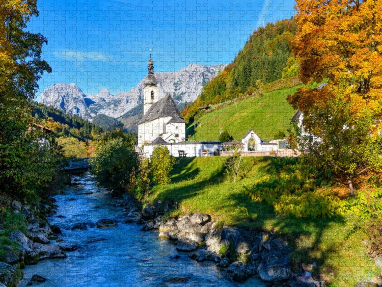 Produktbild: CALVENDO Puzzle Malerwinkel mit St.Sebastian, Ramsau | 1000 Teile Lege-Gr&ouml;&szlig;e 64x48cm Foto-Puzzle f&uuml;r gl&uuml;ckliche Stunden