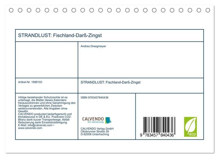 Produktbild: STRANDLUST: Fischland-Dar&szlig;-Zingst (Tischkalender 2026 DIN A5 quer), CALVENDO Monatskalender
