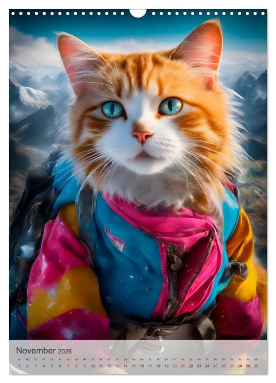 Produktbild: Outdoorsport f&uuml;r Katzen (Wandkalender 2026 DIN A3 hoch), CALVENDO Monatskalender