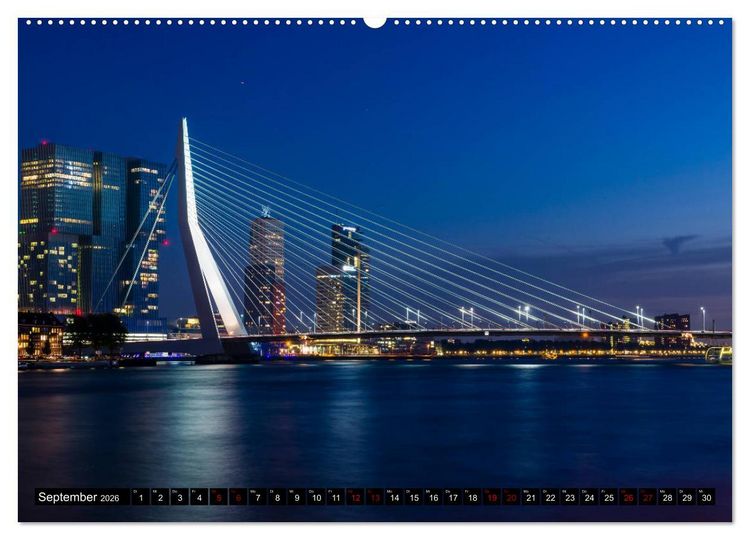 Produktbild: Rotterdam bei Nacht (hochwertiger Premium Wandkalender 2026 DIN A2 quer), Kunstdruck in Hochglanz