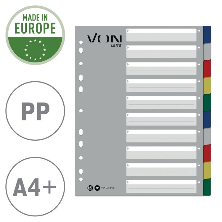 Produktbild: VON Plastik-Register Multicolor A4 Maxi 1-10