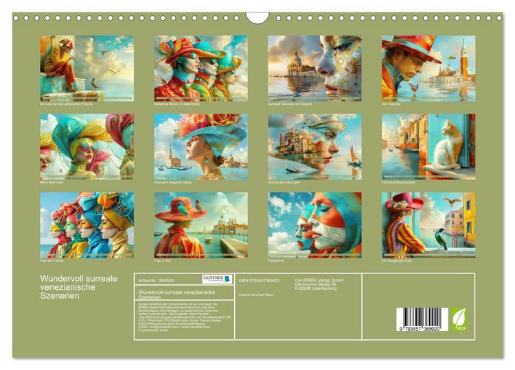Produktbild: Wundervoll surreale venezianische Szenerien (Wandkalender 2026 DIN A3 quer), CALVENDO Monatskalender
