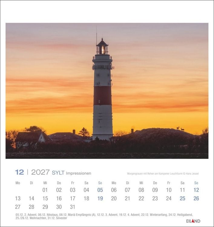 Produktbild: Sylt Impressionen Postkartenkalender 2027