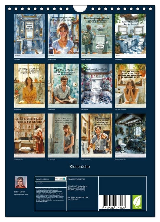 Produktbild: Klospr&uuml;che (Wandkalender 2026 DIN A4 hoch), CALVENDO Monatskalender