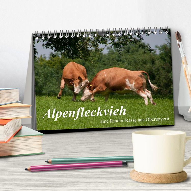 Produktbild: Alpenfleckvieh (Tischkalender 2026 DIN A5 quer), CALVENDO Monatskalender