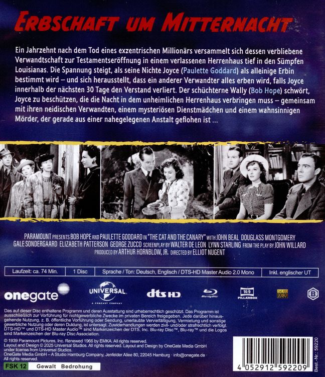 Produktbild: Erbschaft um Mitternacht (The Cat and the Canary)