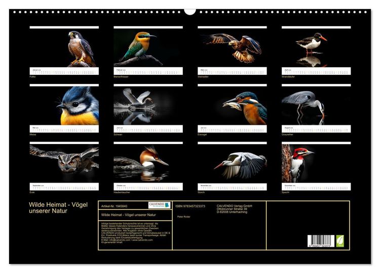 Produktbild: Wilde Heimat - V&ouml;gel unserer Natur (Wandkalender 2026 DIN A2 quer), CALVENDO Monatskalender