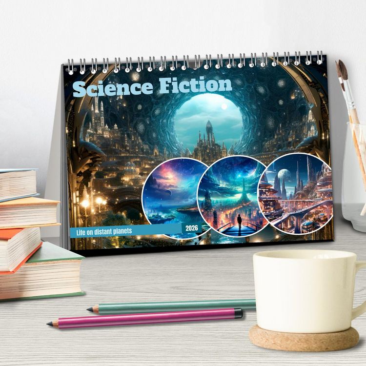 Produktbild: SCIENCE FICTION Life on distant planets (Desk Calendar 2026 DIN A5 landscape), CALVENDO 12 Month DeskCalendar
