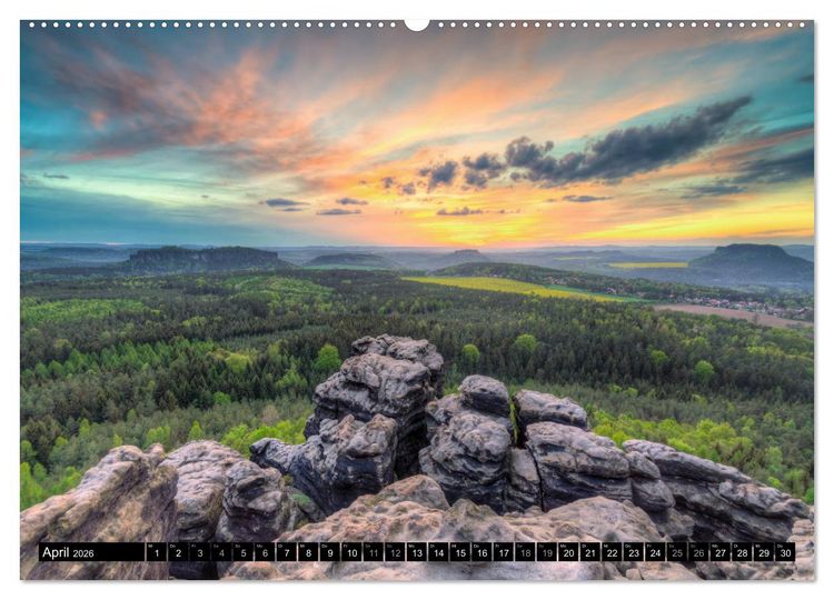 Produktbild: Wundersch&ouml;nes Elbsandsteingebirge (Wandkalender 2026 DIN A2 quer), CALVENDO Monatskalender