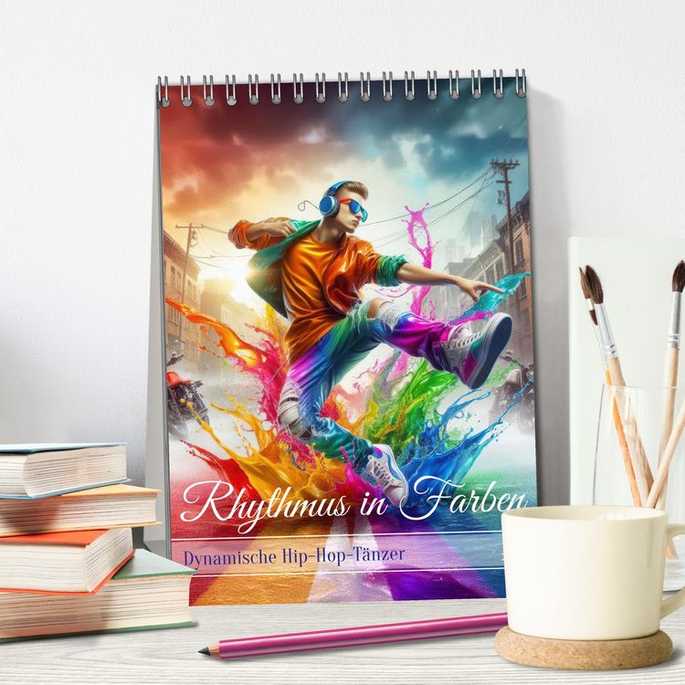 Produktbild: Rhythmus in Farben - Dynamische Hip-Hop-T&auml;nzer (Tischkalender 2026 DIN A5 hoch), CALVENDO Monatskalender