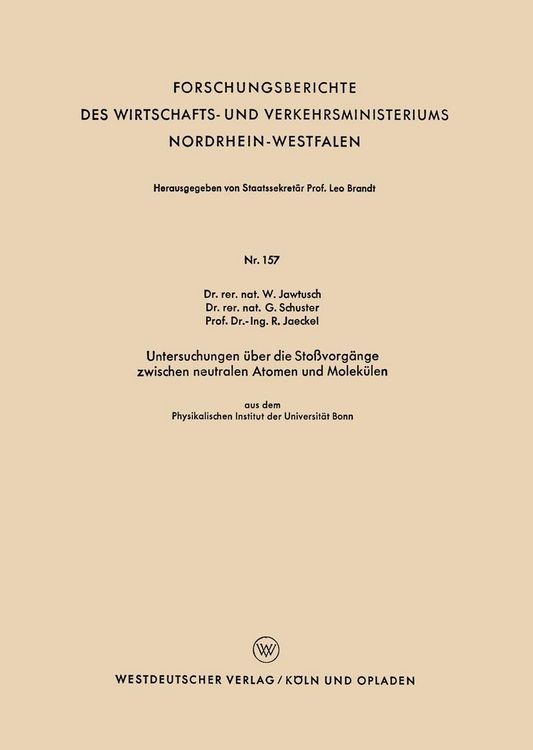 Produktbild: Untersuchungen &uuml;ber die Sto&szlig;vorg&auml;nge zwischen neutralen Atomen und Molek&uuml;len