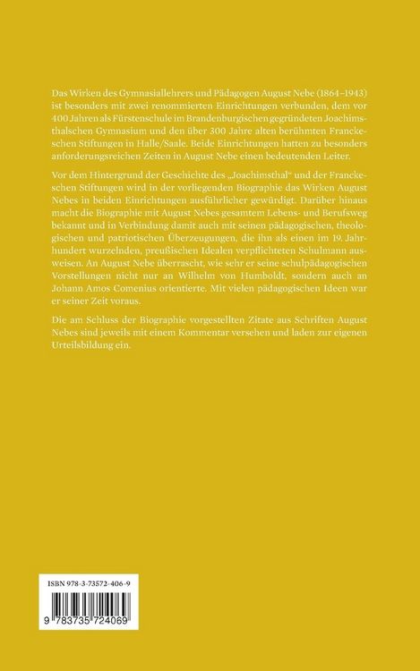 Produktbild: Ein preu&szlig;ischer Lehrer: August Nebe (1864&ndash;1943)