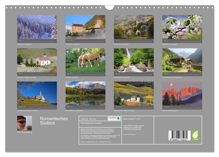 Produktbild: Romantisches S&uuml;dtirol (Wandkalender 2026 DIN A3 quer), CALVENDO Monatskalender