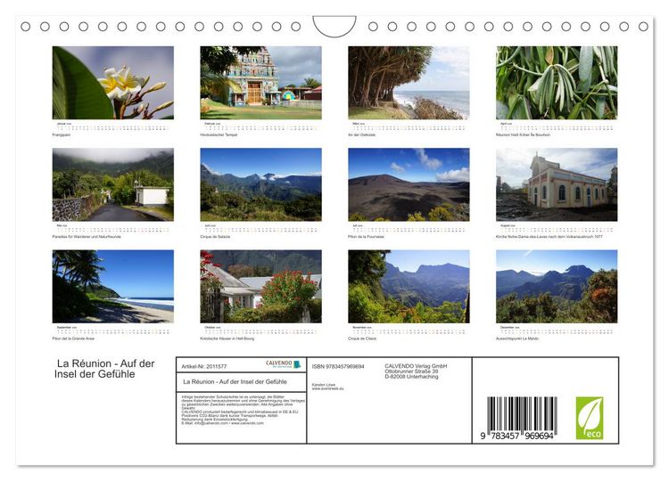 Produktbild: La R&eacute;union - Auf der Insel der Gef&uuml;hle (Wandkalender 2026 DIN A4 quer), CALVENDO Monatskalender