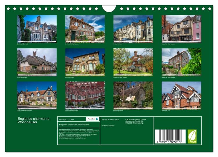 Produktbild: Englands charmante Wohnh&auml;user (Wandkalender 2027 DIN A4 quer), CALVENDO Monatskalender