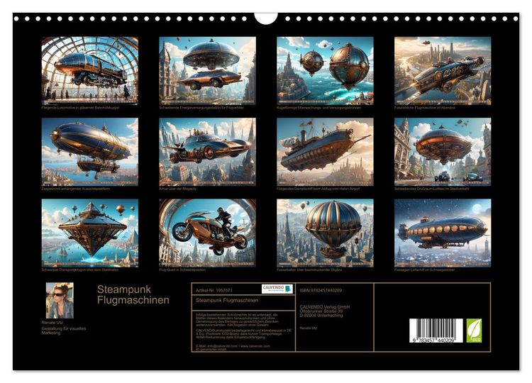 Produktbild: Steampunk Flugmaschinen (Wandkalender 2026 DIN A3 quer), CALVENDO Monatskalender