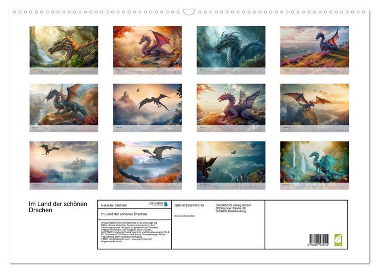 Produktbild: Im Land der sch&ouml;nen Drachen (Wandkalender 2026 DIN A2 quer), CALVENDO Monatskalender