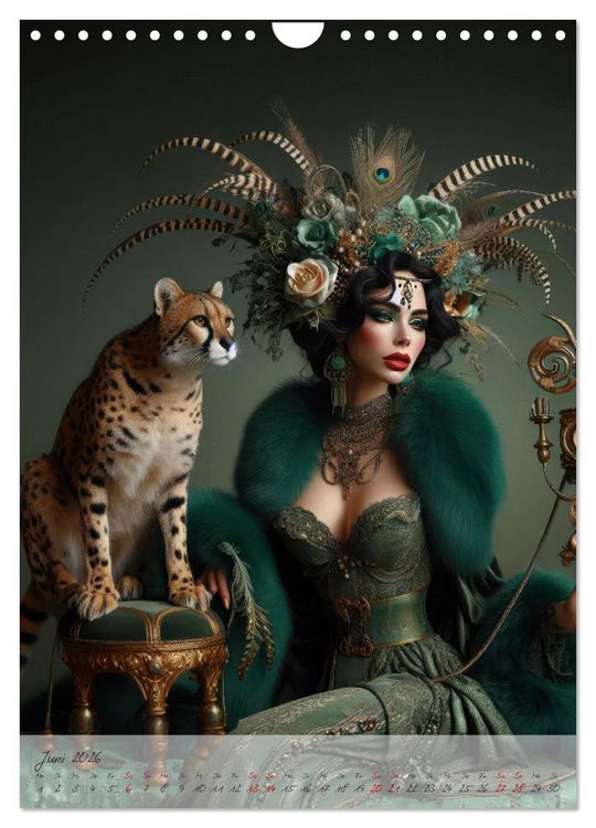 Produktbild: Eleganz der Exotik - Femme Fatale im Boh&egrave;me-Chic mit tierischen Begleitern (Wandkalender 2026 DIN A4 hoch), CALVENDO Monatskalender