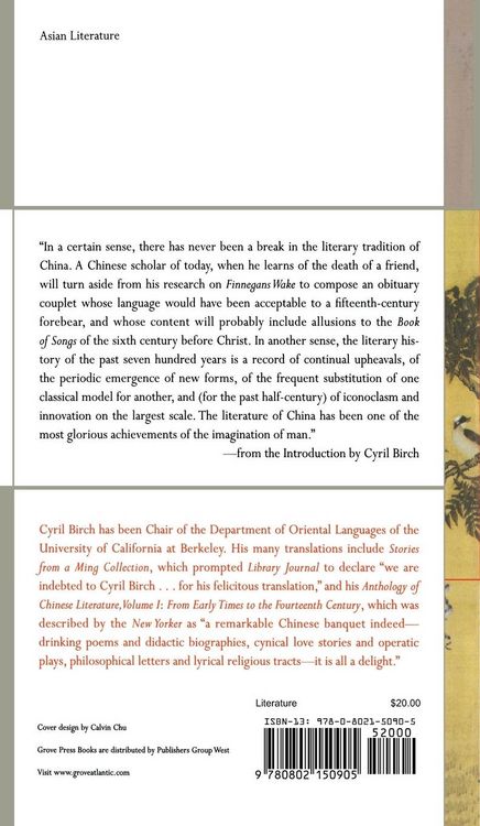 Produktbild: Anthology of Chinese Literature