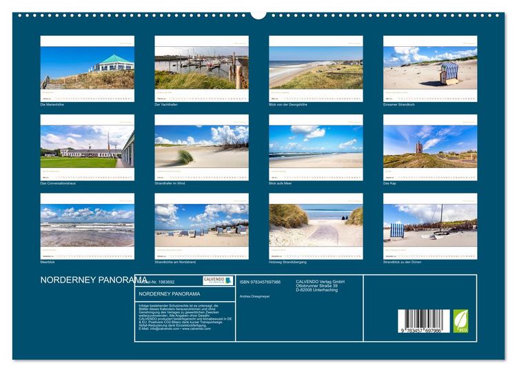 Produktbild: NORDERNEY PANORAMA (hochwertiger Premium Wandkalender 2026 DIN A2 quer), Kunstdruck in Hochglanz