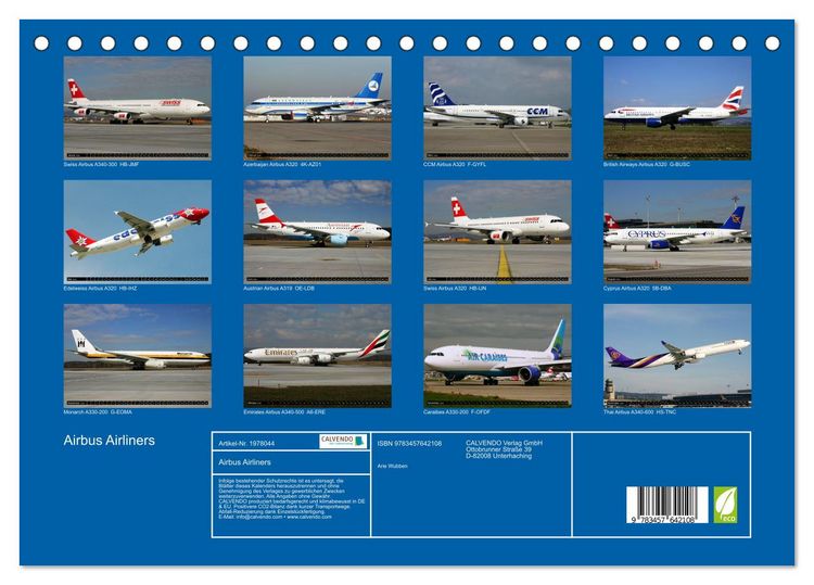 Produktbild: Airbus Airliners (Tischkalender 2026 DIN A5 quer), CALVENDO Monatskalender
