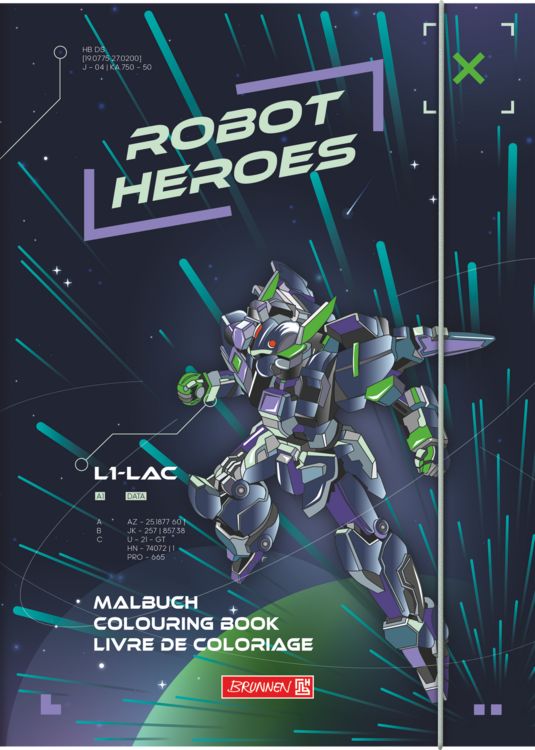 Produktbild: Brunnen Ausmalheft Robot Heroes &brvbar; 32 Blatt, dunkelblau/lila