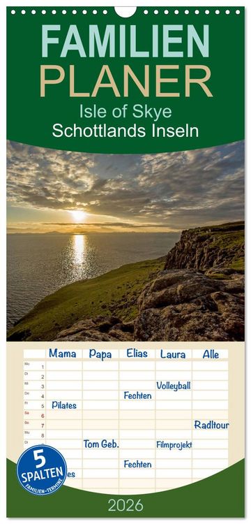 Produktbild: Familienplaner 2026 - Isle of Skye - Schottlands Inseln mit 5 Spalten (Wandkalender, 21 x 45 cm) CALVENDO
