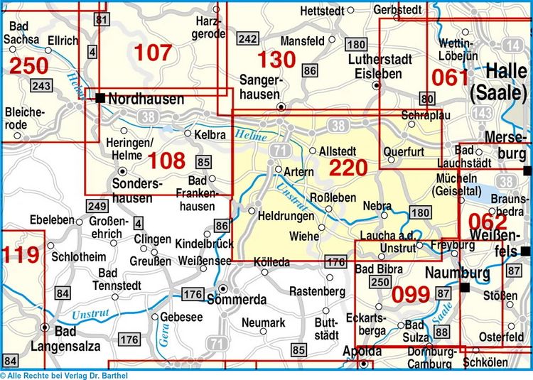 Produktbild: Radwander- und Wanderkarte Querfurt, Heldrungen, Bad Bibra und Umgebung 1 : 50 000